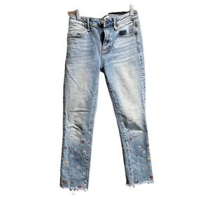 Driftwood Colette Floral Embroidery Cutoff Women's Jeans Size 26